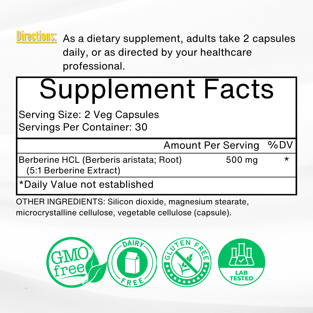 Berberine complete label and ingredients