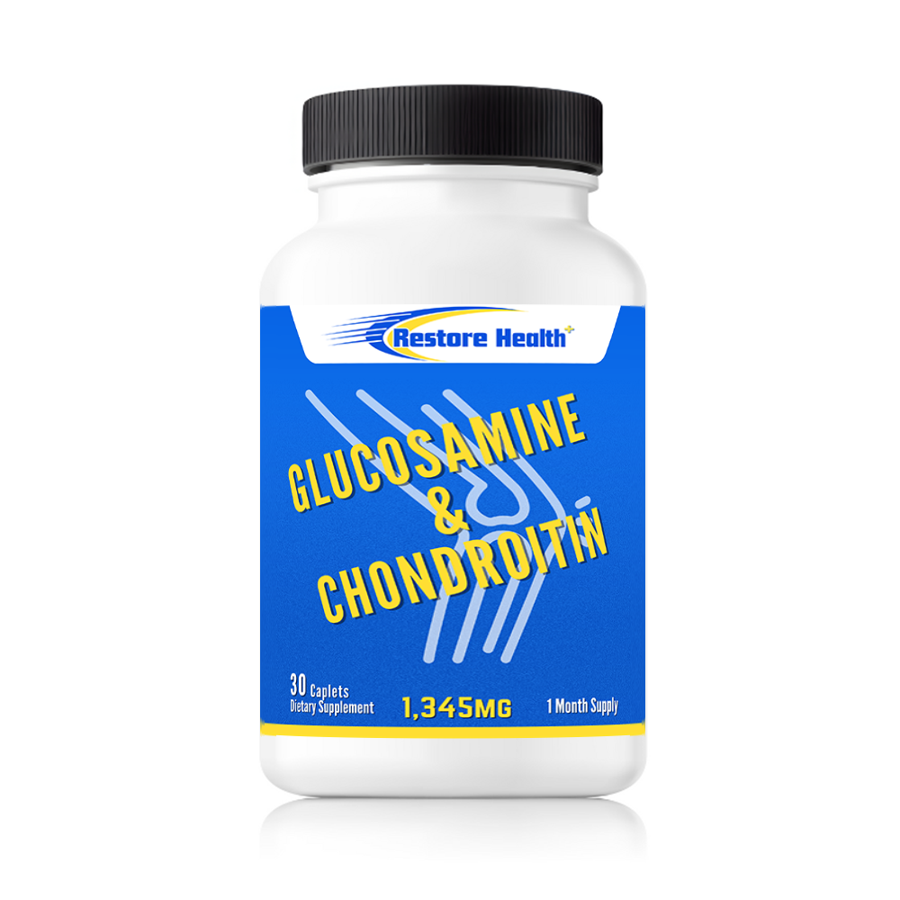 Glucosamine and Chondroitin capsules by Restore Health Plus for joint health and mobility