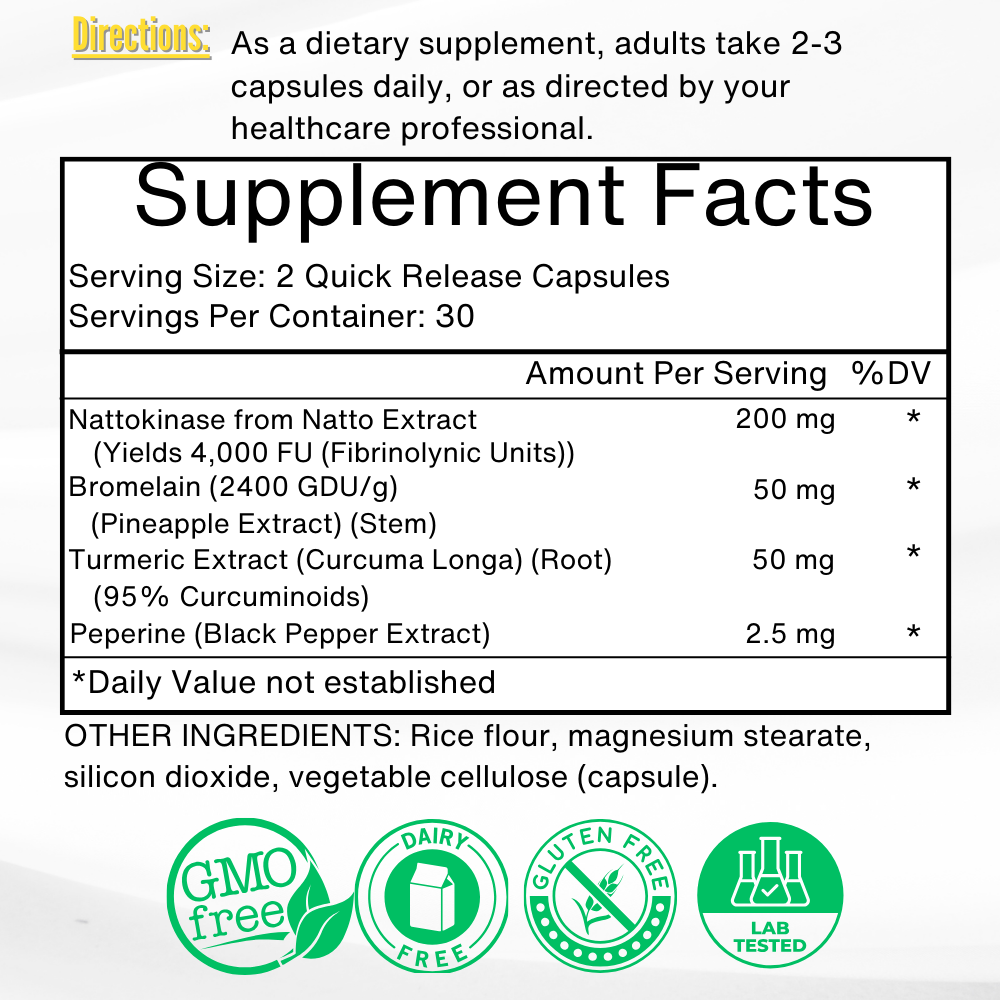 Nattokinase complete label and ingredients